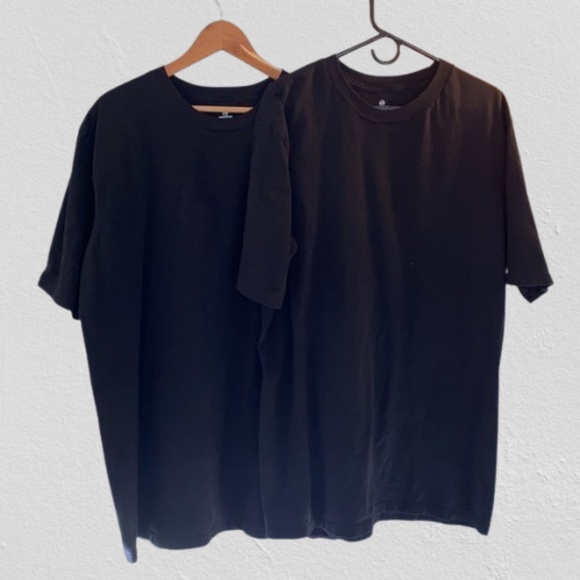 Lot of **2** Harbor Bay Black Tee T Shirts Crew Neck Men's 2XL - Picture 1 of 8